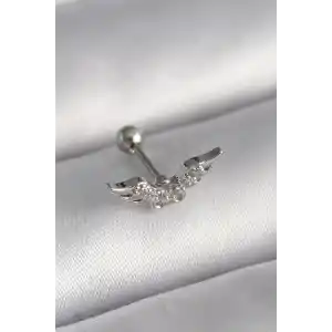316L Çelik Gümüş Renk Zirkon Taş Detay Kanat Model Tragus Piercing