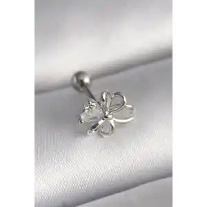 316L Çelik Gümüş Renk Zirkon Taş Detay Kurdele Model Tragus Piercing