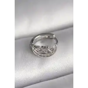 316L Çelik Gümüş Renk Zirkon Taşlı Ay Yıldız Model Tragus Piercing