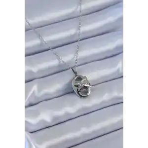 316L Çelik Gümüş Renk Zirkon Taşlı Kadın Kolye