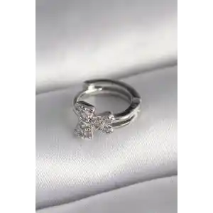 316L Çelik Gümüş Renk Zirkon Taşlı Kurdele Model Tragus Piercing