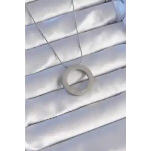 316L Çelik Gümüş Renk Zirkon Taşlı Model Kolye