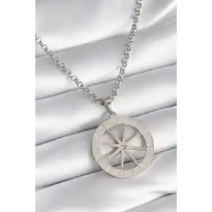 316L Çelik Gümüş Renk Zirkon Taşlı Rüya Kapanı Model İşeme Detay Kadın Kolye