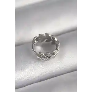 316L Çelik Gümüş Renk Zirkon Taşlı Yaprak Model Tragus Piercing