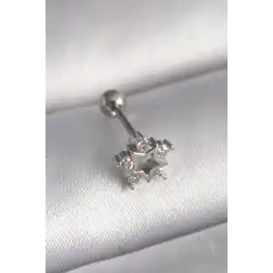 316L Çelik Gümüş Renk Zirkon Taşlı Yıldız Model Tragus Piercing