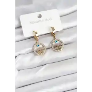 316L Çelik Halka Kelebek Kadın Küpe