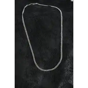 316L Çelik İnce Klasik Zincir Model Gümüş Renk Erkek Kolye