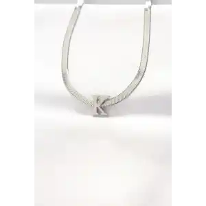 316L Çelik K Harfli Silver Renk İtalyan Zincirli Kolye