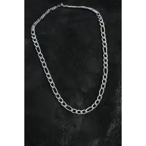 316L Çelik Kalın Figaro Zincir Model Gümüş Renk Erkek Kolye