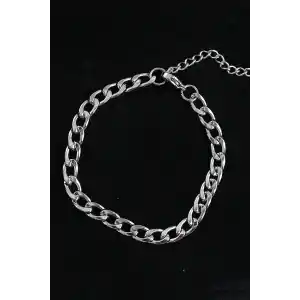 316L Çelik Kalın Klasik Model Gümüş Renk Erkek Bileklik