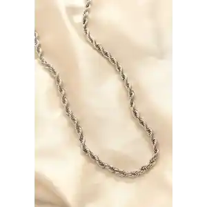 316L Çelik Kararmaz Gümüş Renk Kalın Burgu 60 cm Kadın Kolye