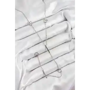 316L Çelik Kelebek Figürlü Y Model Gümüş Renk Kadın Kolye