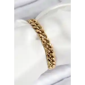 316L Çelik Klasik Kalın Zincir Model Gold Renk Kadın Bileklik