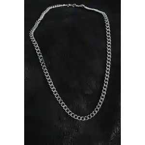 316L Çelik Klasik Zincir Model Gümüş Renk Erkek Kolye