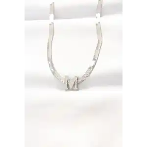 316L Çelik M Harfli Silver Renk İtalyan Zincirli Kolye