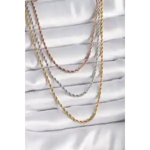 316L Çelik Mix Renk Burgu Zincir Model Kadın Kolye