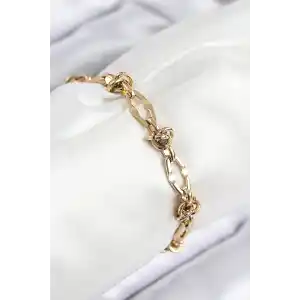 316L Çelik Parçalı Zincir Model Gold Renk Kadın Bileklik