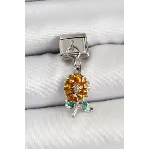 316L Çelik Sallantılı Ayçiçeği Model Gümüş Renk Nomination Charm