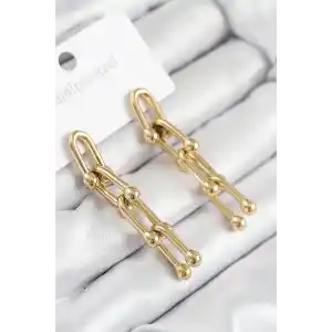 316L Çelik Sallantılı Tifany Model Gold Renk Kadın Küpe