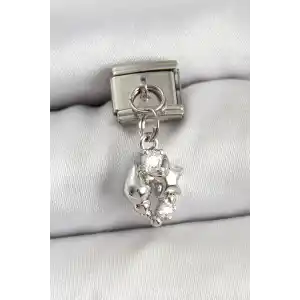 316L Çelik Sallantılı Zirkon Taşlı Deniz Kabuğu Ve Yıldız Model Gümüş Renk Nomination Charm