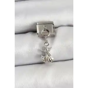 316L Çelik Sallantılı Zirkon Taşlı Deniz Yıldızı Ve İstiridye Model Gümüş Renk Nomination Charm