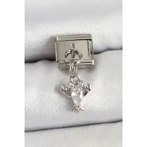 316L Çelik Sallantılı Zirkon Taşlı Yengeç Model Gümüş Renk Nomination Charm