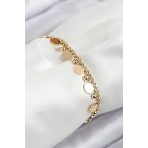 316L Çelik Sıralı Pul Model Gold Renk Kadın Bileklik
