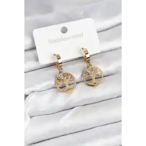 316L Çelik Yaşam Ağacı Model Kadın Küpe