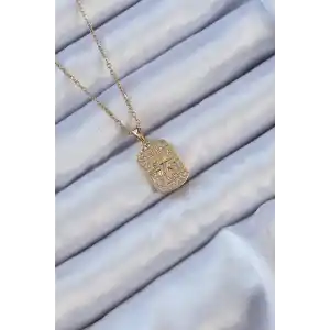 316L Çelik Zincir Altın Renk Zirkon Taşlı Kutup Yıldızlı Vintage Kolye