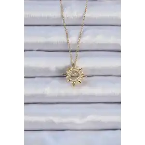 316L Çelik Zincir Altın Renk Zirkon Taşlı Parlayan Yıldız Kolye