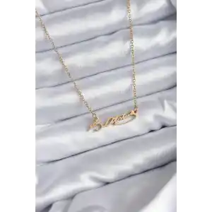 316L Çelik Zincir Gold Renk Atatürk İmzası Model Kadın Kolye