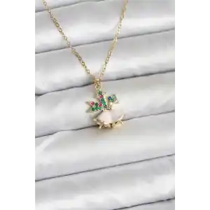 316L Çelik Zincir Gold Renk Chirtsmas Bell Model Yılbaşı Temalı Kadın Kolye