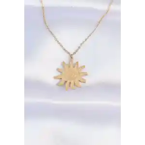 316L Çelik Zincir Gold Renk Göz Güneşi Tasarımlı Kolye