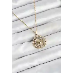 316L Çelik Zincir Gold Renk Güneş Model Kadın Kolye