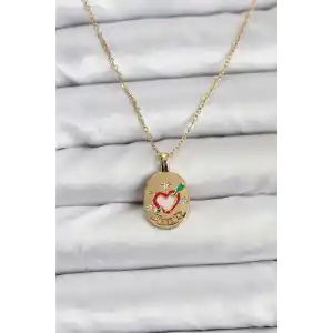 316L Çelik Zincir Gold Renk Kalp Figürlü Kadın Kolye