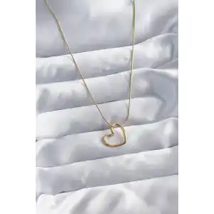 316L Çelik Zincir Gold Renk Kalp Model Kadın Kolye