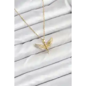 316L Çelik Zincir Gold Renk Melek Model Kadın Kolye