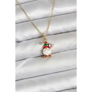 316L Çelik Zincir Gold Renk Yılbaşı Teması Kadın Kolye