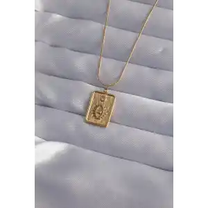316L Çelik Zincir Gold Renk Zirkon Taşlı Göz Figür Tarot Kolye