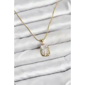 316L Çelik Zincir Gold Renk Zirkon Taşlı Kadın Kolye