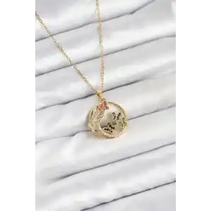 316L Çelik Zincir Gold Renk Zirkon Taşlı Kelebekli Kadın Kolye