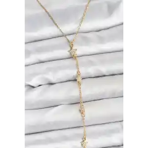 316L Çelik Zincir Gold Renkli Yıldız Model Kadın Y Kolye