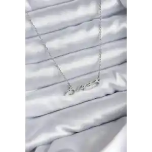 316L Çelik Zincir Gümüş Renk Atatürk İmza Figür Kadın Kolye