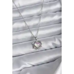 316L Çelik Zincir Gümüş Renk Kalp Model Kadın Kolye