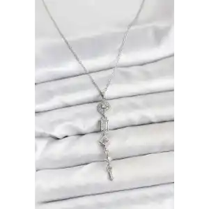 316L Çelik Zincir Gümüş Renk Kutup Yıldızı Enerji Model Kadın Y Kolye