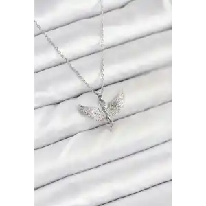 316L Çelik Zincir Gümüş Renk Melek Model Kadın Kolye