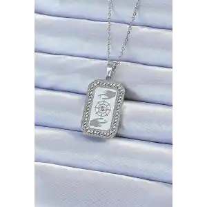 316L Çelik Zincir Gümüş Renk Mineli Zirkon Taşlı Göz Figür Tarot Kolye