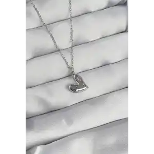 316L Çelik Zincir Gümüş Renk Renkli Zirkon Taşlı Kalp Kolye