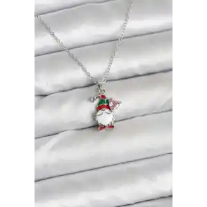 316L Çelik Zincir Gümüş Renk Yılbaşı Teması Kadın Kolye