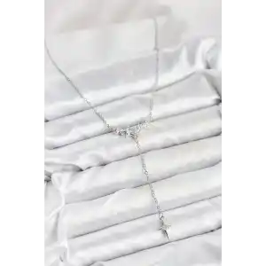 316L Çelik Zincir Gümüş Renk Yıldız Model Y Kadın Kolye